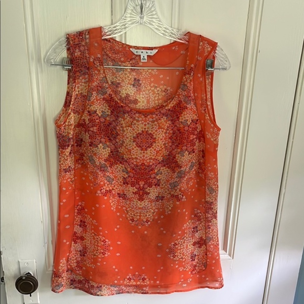 CAbi Orange Paisley Tank Top